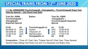 Special Train Between Chengalpattu-Trichy (Train No.02605/Train No ...